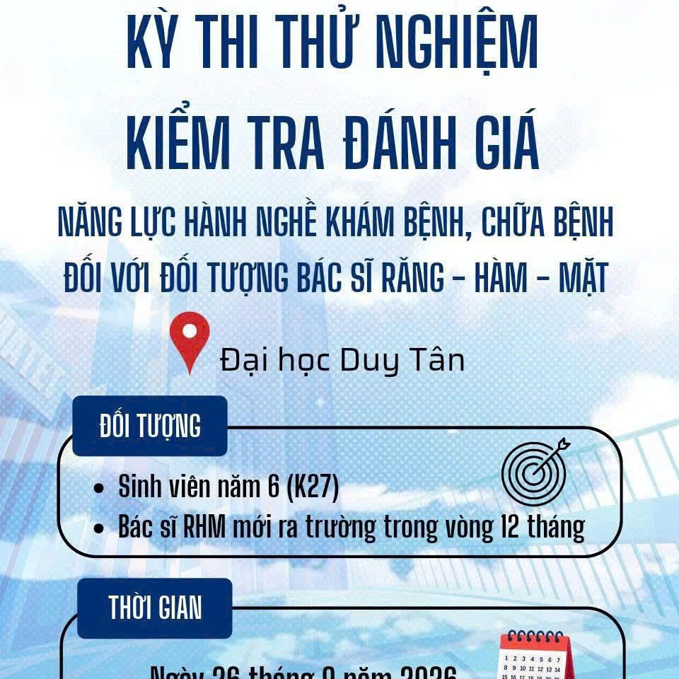 KỲ THI THỬ NGHIỆM KIỂM TRA ĐÁNH GIÁ NĂNG LỰC HÀNH NGHỀ KHÁM BỆNH, CHỮA BỆNH ĐỐI VỚI BÁC SĨ RĂNG HÀM MẶT