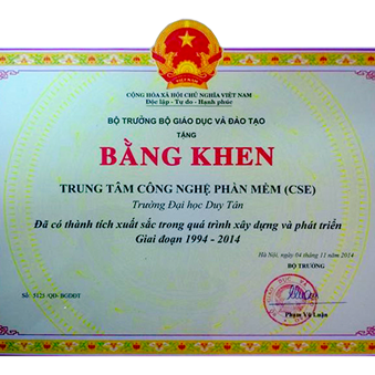 Được Bộ Giáo Dục & Đào Tạo Khen tặng