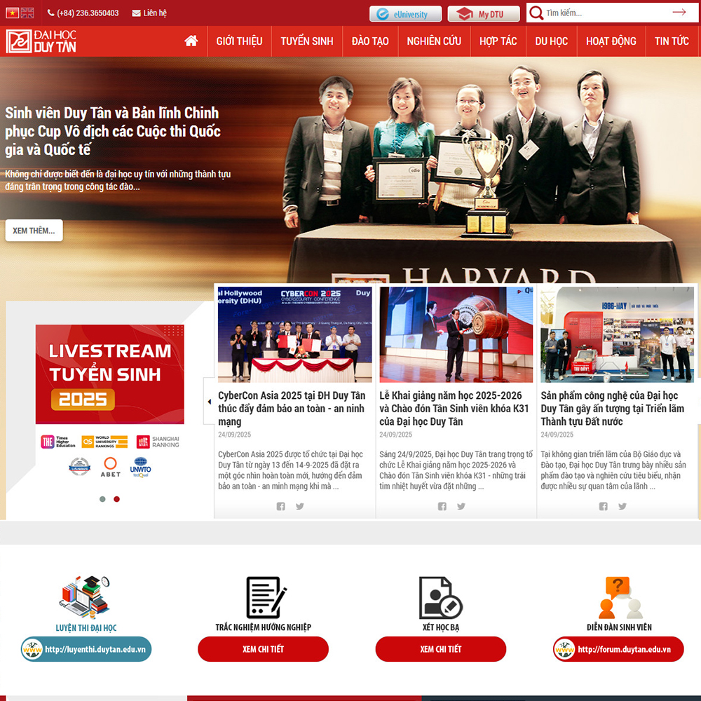 Hệ thống Website Đại học Duy Tân