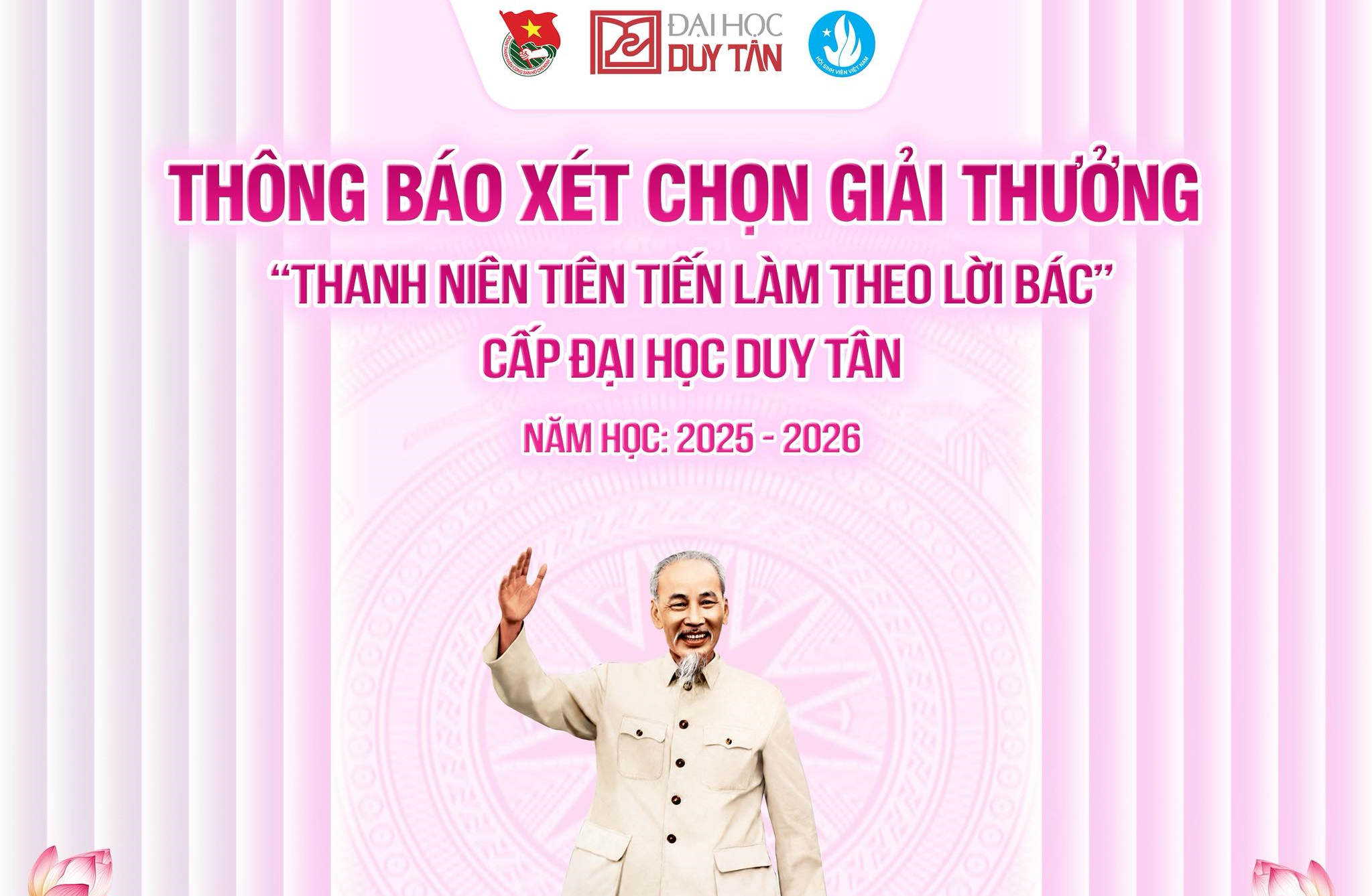 THÔNG BÁO XÉT CHỌN GIẢI THƯỞNG “THANH NIÊN TIÊN TIẾN LÀM THEO LỜI BÁC” CẤP ĐẠI HỌC DUY TÂN | NĂM HỌC 2025 – 2026