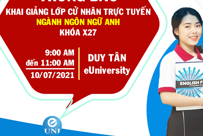 Thông báo Khai giảng lớp Cử nhân Trực tuyến ngành Ngôn ngữ Anh - Khoa X27