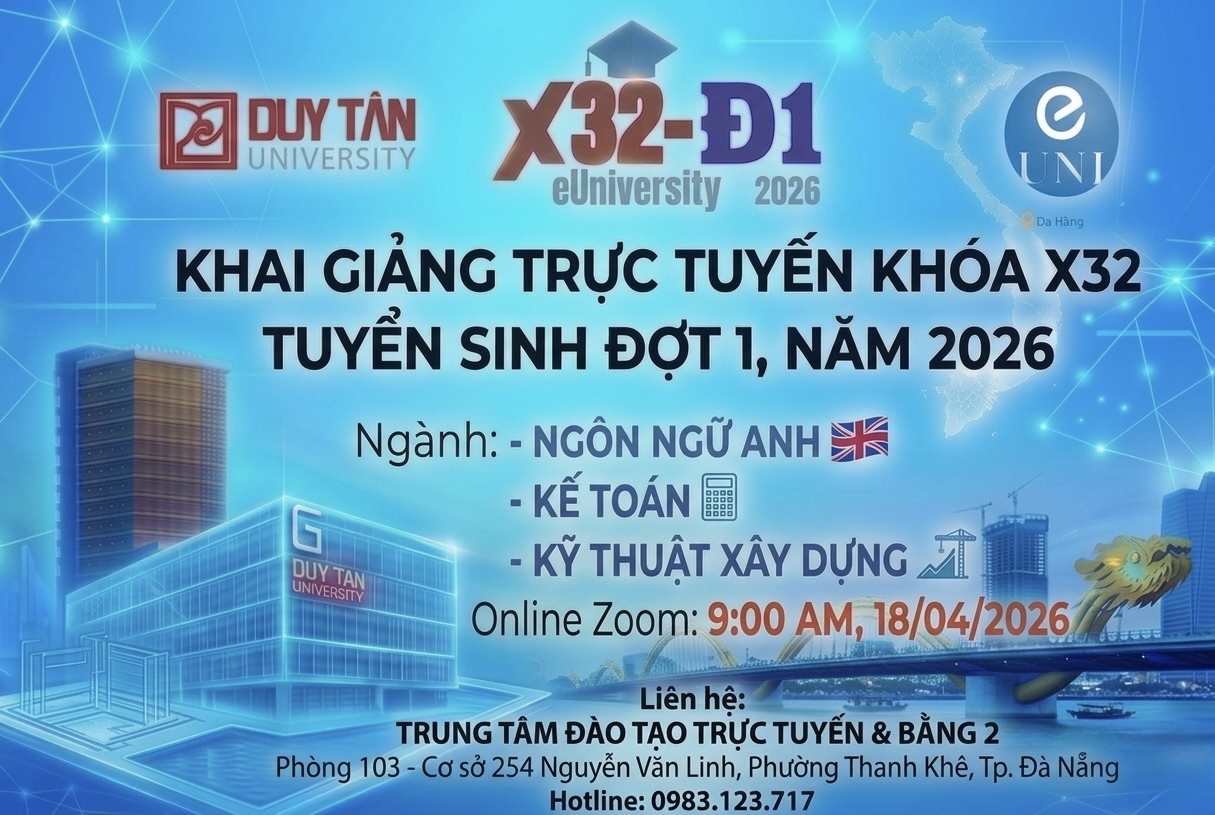 Thông báo Khai giảng ngành KẾ TOÁN NGÔN NGỮ ANH và KỸ THUẬT XÂY DỰNG Khóa X32 đợt 1, tháng 04/2026