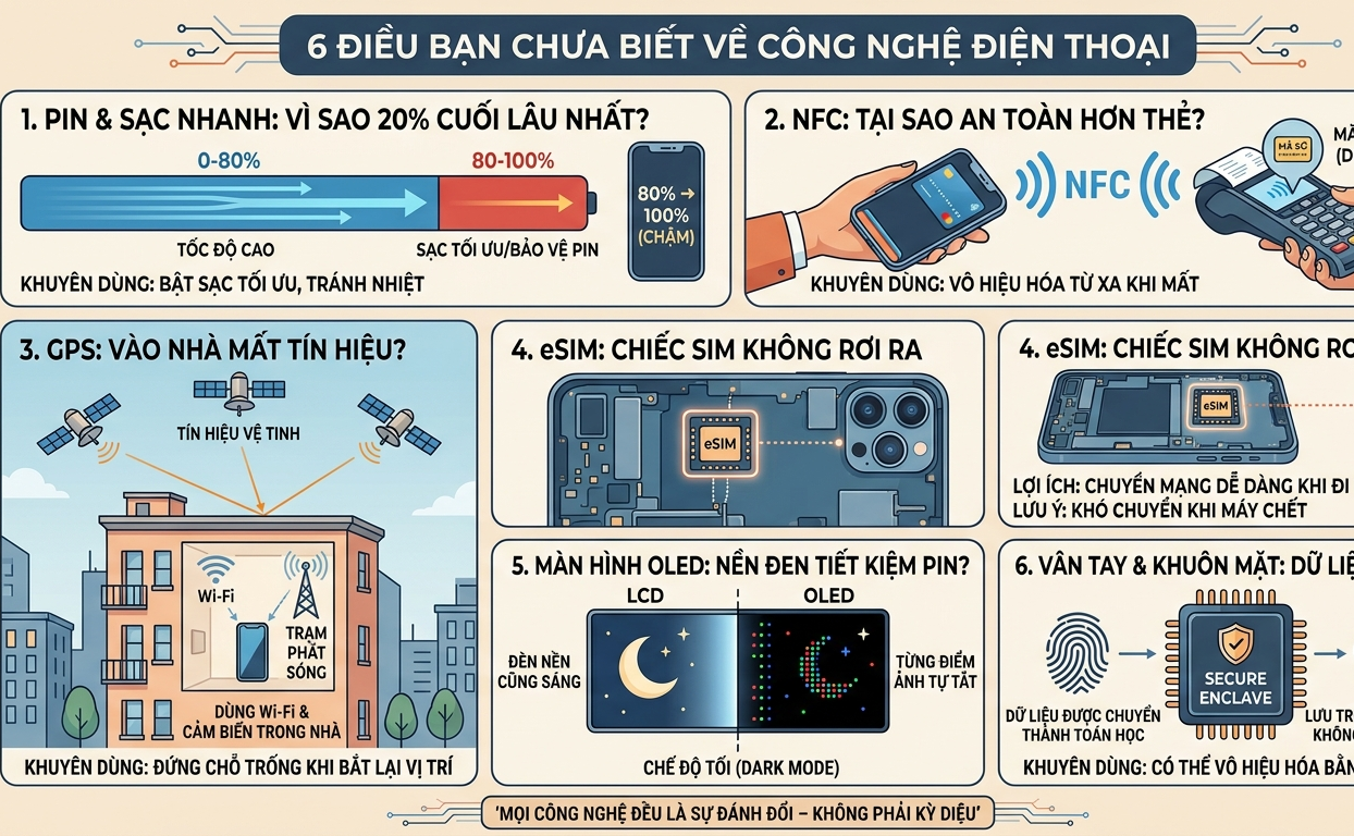 6 công nghệ trong điện thoại bạn dùng mỗi ngày (mà ít khi biết nó hoạt động thế nào)