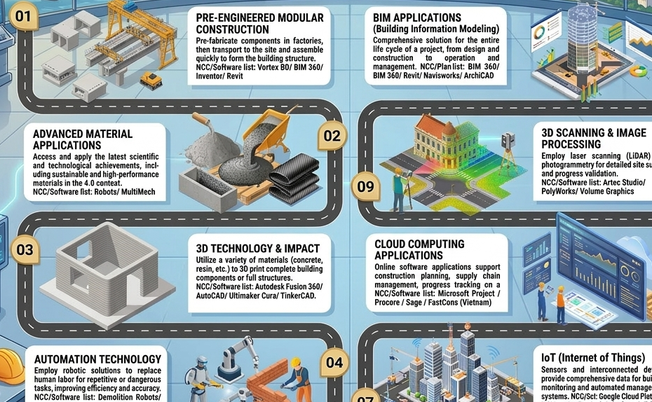 The 10 latest Industry 4.0 technologies considered to have the greatest impact on construction and civil engineering companies in recent years