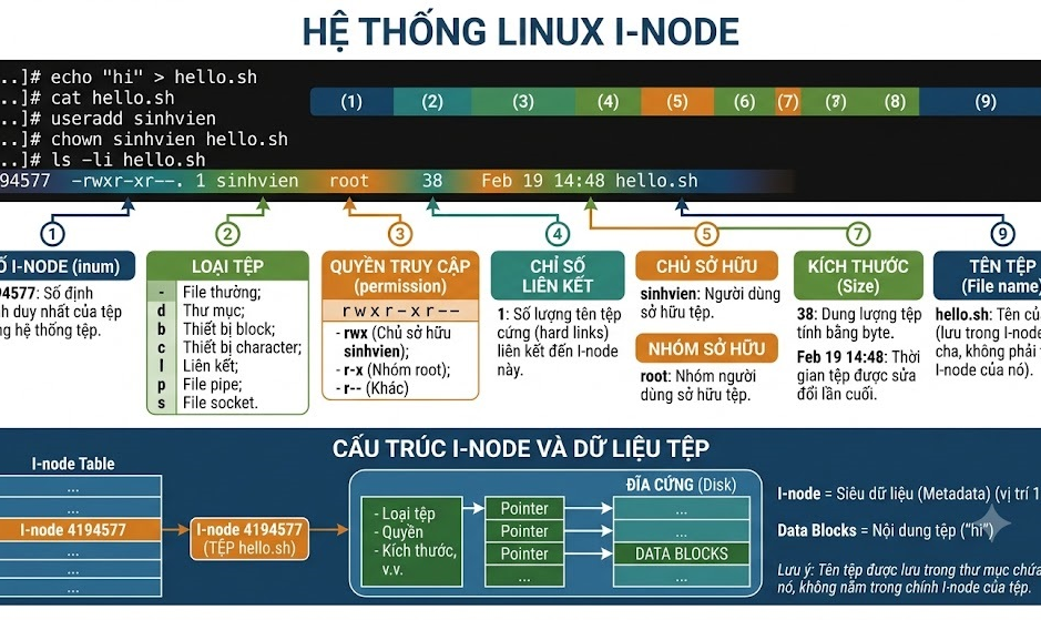 Tìm hiểu cấu trúc i-node và cách đọc thông tin tệp tin trong Linux