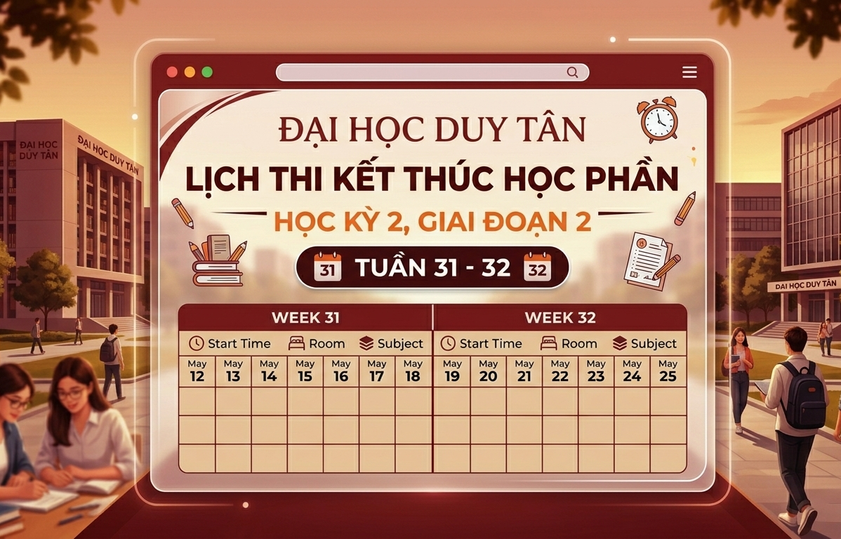 Lịch thi KTHP HK 2 -  2025-2026 Tuần 31--32 (chính thức)