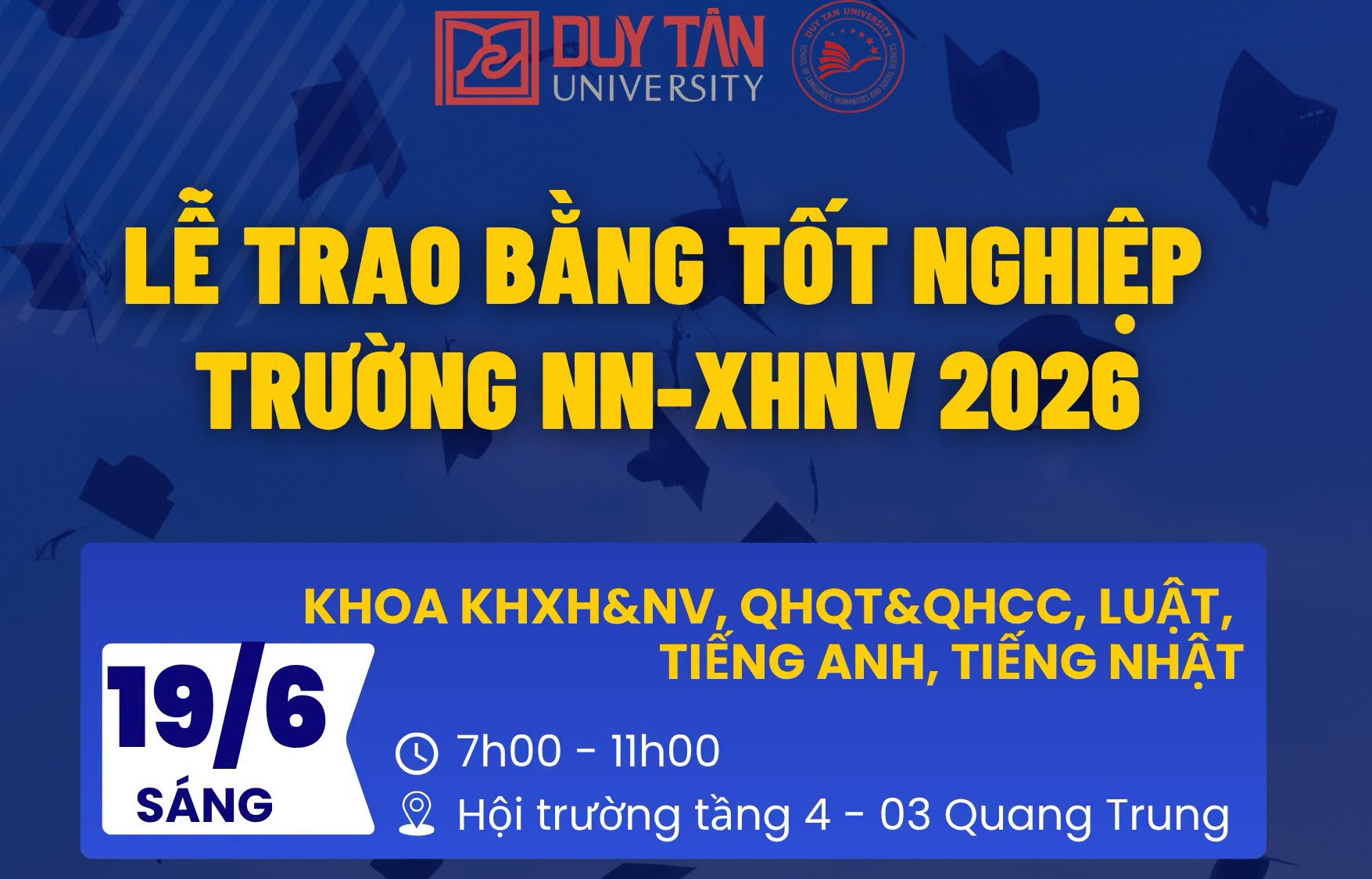 Lịch trao bằng tốt nghiệp đợt tháng 6 năm 2026