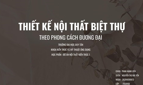 Năm học 2022-2023: Đồ án Kiến trúc Nội thất 1 - SV Nguyễn Thị Hải Yến