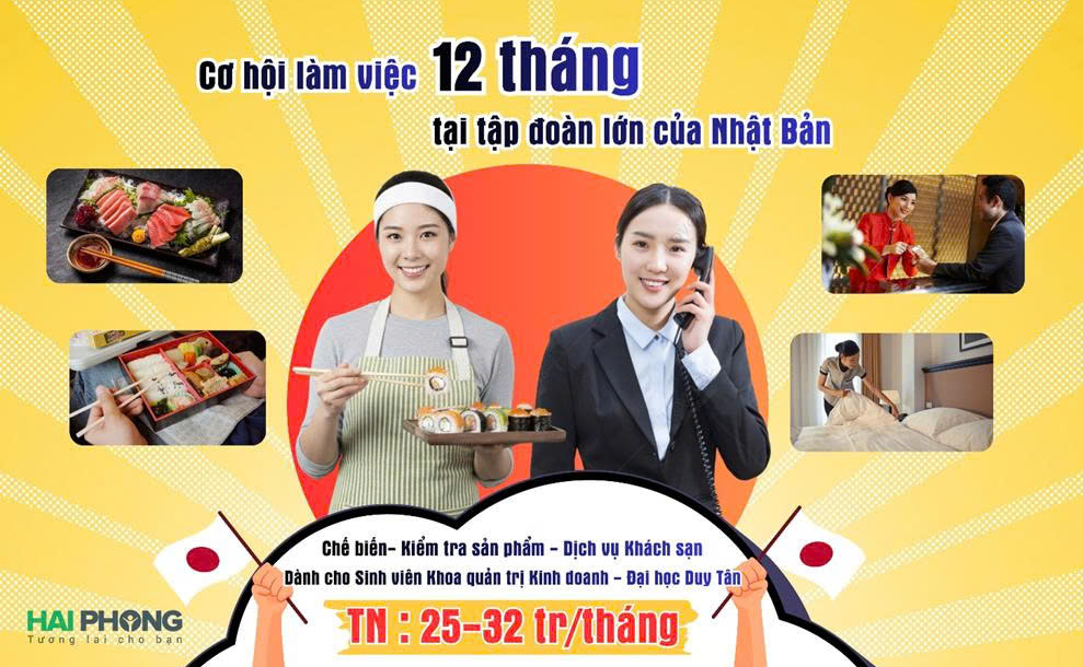 TẬP ĐOÀN HẢI PHONG THÔNG BÁO CHƯƠNG TRÌNH TRẢI NGHIỆM LÀM VIỆC 12 THÁNG TẠI NHẬT BẢN