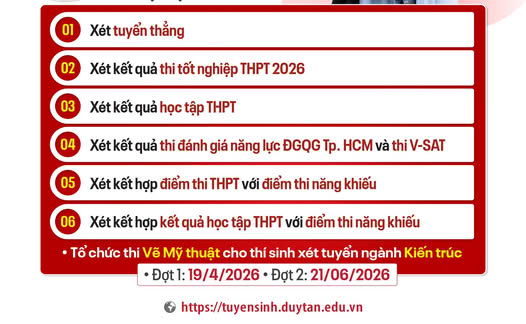 ✨✨ ĐẠI HỌC DUY TÂN ÁP DỤNG 6 PHƯƠNG THỨC XÉT TUYỂN  NĂM 2026