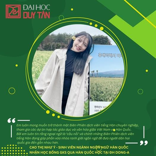 🌻🌻 CAO THỊ NHƯ Ý - SINH VIÊN NGÀNH NGÔN NGỮ HÀN QUỐC NHẬN HỌC BỔNG GKS QUA HÀN QUỐC HỌC TẠI ĐH DONG-A