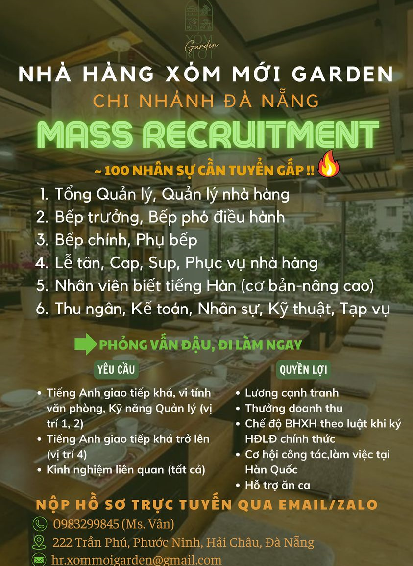 NHÀ HÀNG XÓM MỚI GARDEN - CHI NHÁNH ĐÀ NẴNG 