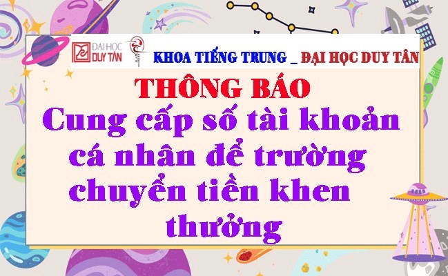 Thông báo cung cấp thông tin số tài khoản để trường chuyển tiền khen thưởng