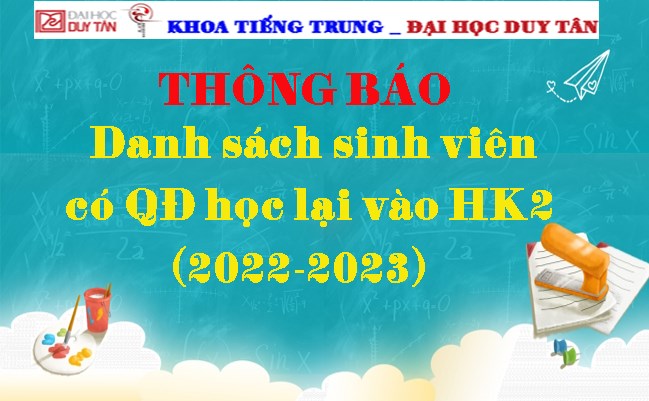 Danh sách sinh viên có QĐ học lại vào HK2 (2022-2023)