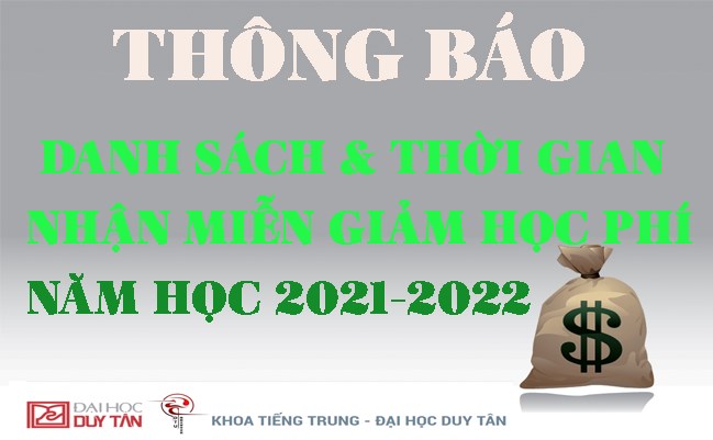 Danh sách và thời gian nhận miễn giảm học phí NH 2021-2022