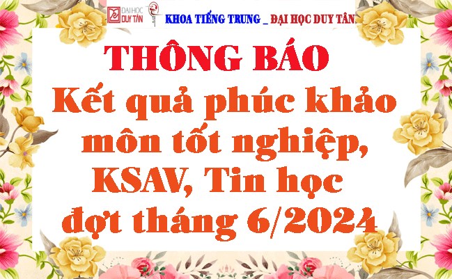 Kết quả phúc khảo môn tốt nghiệp, Khảo sát Anh văn, Tin học đợt tháng 06/2024