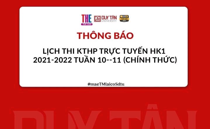 Lịch thi KTHP trực tuyến HK1 2021-2022 Tuần 10--11 (Chính thức)