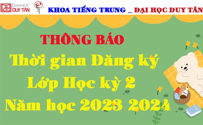 Thông báo Thời gian Đăng ký Lớp Học kỳ 2 Năm học 2023-2024