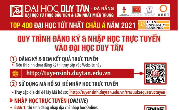 QUY TRÌNH ĐĂNG KÝ & NHẬP HỌC TRỰC TUYẾN VÀO ĐẠI HỌC DUY TÂN