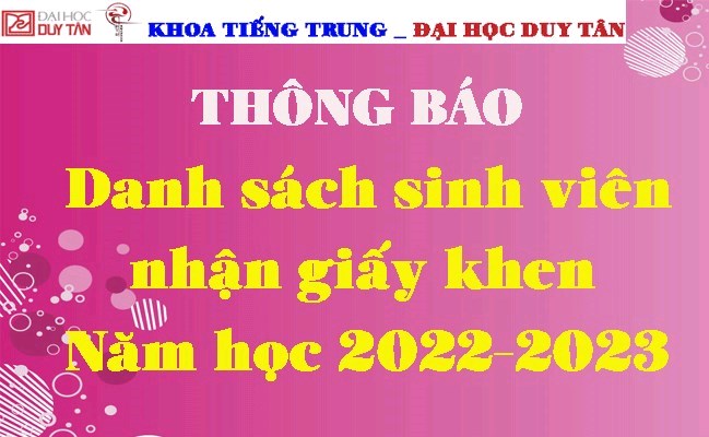 Danh sách sinh viên nhận giấy khen năm học 2022-2023