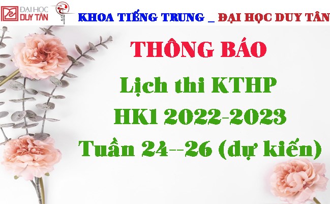 Lịch thi KTHP HK1 2022-2023 Tuần 24--26 (dự kiến)