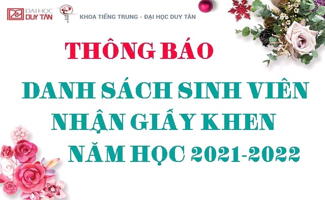 Danh sách sinh viên nhận giấy khen năm học 2021-2022