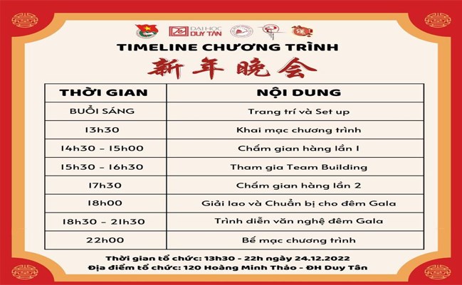 🌟TIMELINE CHƯƠNG TRÌNH GALA “新年晚会” - CHÀO MỪNG NĂM MỚI 2023🌟