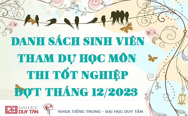 Danh sách sinh viên tham dự học môn thi tốt nghiệp đợt tháng 12/2023