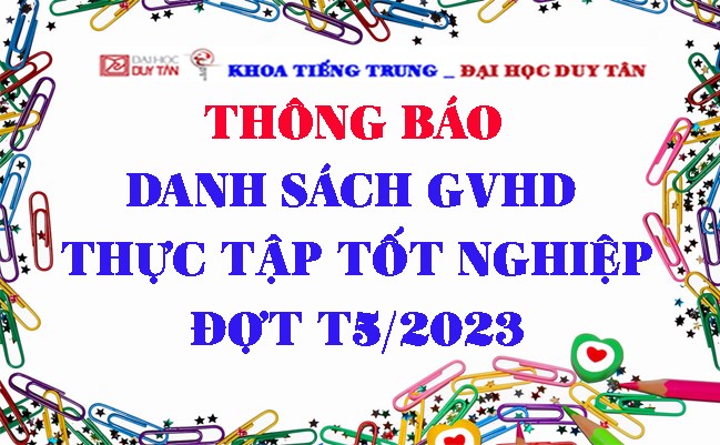 Danh sách GVHD thực tập tốt nghiệp T5/2023