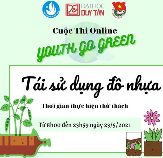 THỬ THÁCH TUỔI TRẺ SỐNG XANH – NGÀY 3 XANH: TÁI SỬ DỤNG ĐỒ NHỰA