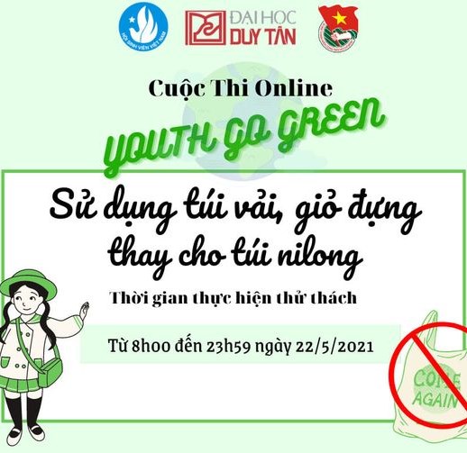 THỬ THÁCH TUỔI TRẺ SỐNG XANH – NGÀY 2 XANH: SỬ DỤNG TÚI VẢI,GIỎ ĐỰNG THAY CHO TÚI NILON