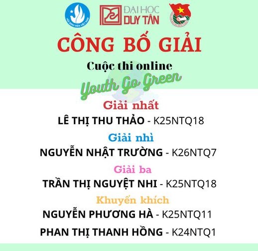 GÓC VINH DANH - GIẢI THƯỞNG CUỘC THI YOUTH GO GREEN