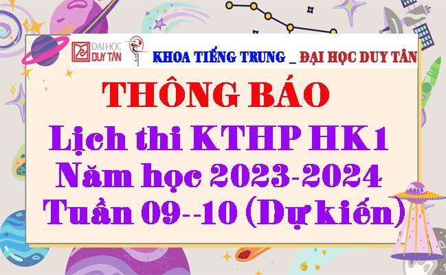 Lịch thi KTHP HK1 2023-2024 Tuần 09--10 (Dự kiến)