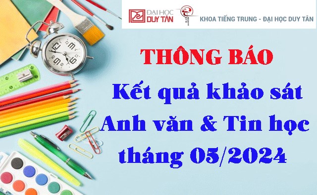 Kết quả khảo sát Anh văn & Tin học tháng 05/2024