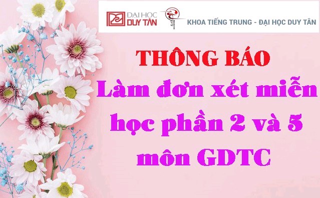 Thông báo làm đơn xét miễn học phần 2 và 5 môn GDTC