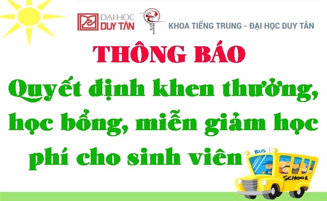 Thông báo Các quyết định khen thưởng, học bổng, miễn giảm học phí cho sinh viên K29