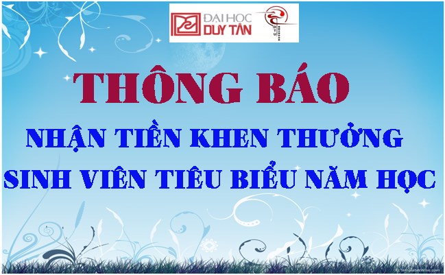 Thông báo nhận tiền khen thưởng sinh viên tiêu biểu năm học