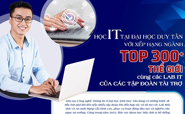 Học IT tại ĐH Duy Tân với Xếp hạng ngành Top 300+ thế giới cùng các Lab IT của các tập đoàn tài trợ