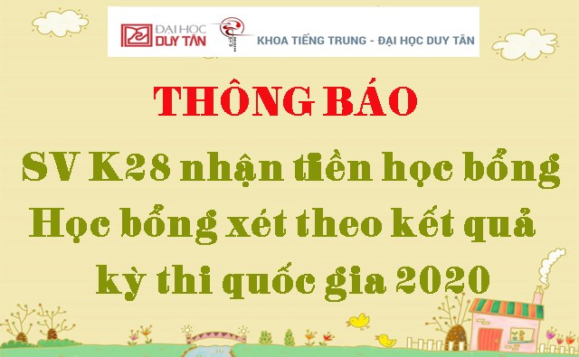 Thông báo v/v nhận tiền học bổng cho sinh viên K28