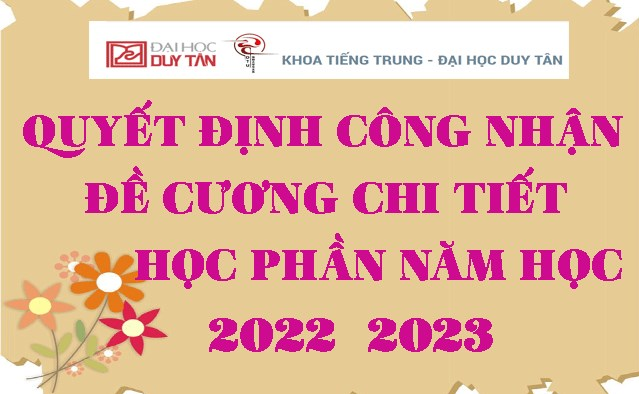 Quyết định công nhận Đề cương chi tiết học phần năm học 2022-2023