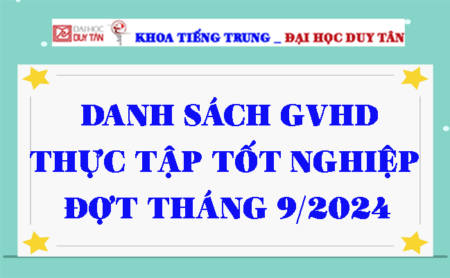 Danh sách thực tập và phân GVHD thực tập tốt nghiệp đợt tháng 09/2024