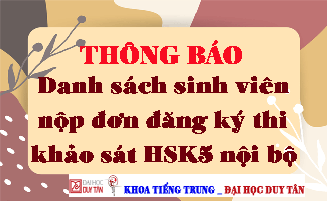 Danh sách SV nộp đơn đăng ký thi HSK5 nội bộ