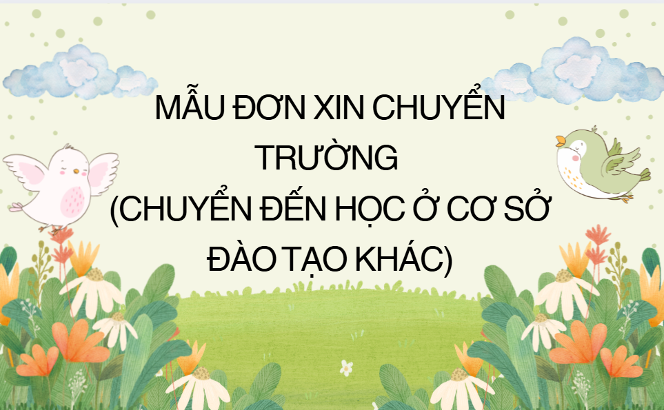MẪU ĐƠN XIN CHUYỂN TRƯỜNG (CHUYỂN ĐẾN HỌC Ở CƠ SỞ ĐÀO TẠO KHÁC)