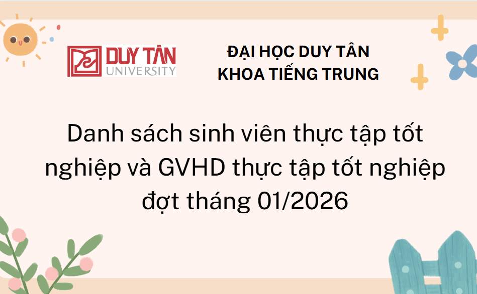 Danh sách sinh viên thực tập tốt nghiệp và GVHD thực tập tốt nghiệp đợt tháng 01/2026 chính thức