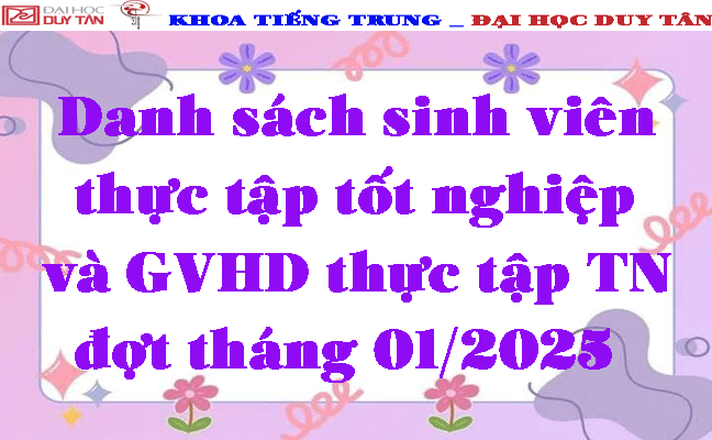 Danh sách sinh viên thực tập tốt nghiệp và  GVHD thực tập tốt nghiệp đợt tháng 01/2025