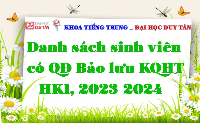 Danh sách sinh viên có QĐ Bảo lưu KQHT HK1- Năm học: 2023-2024