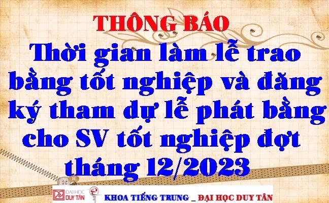 Thời gian làm lễ trao bằng tốt nghiệp và đăng ký tham dự lễ phát bằng cho SV tốt nghiệp đợt T12/2023