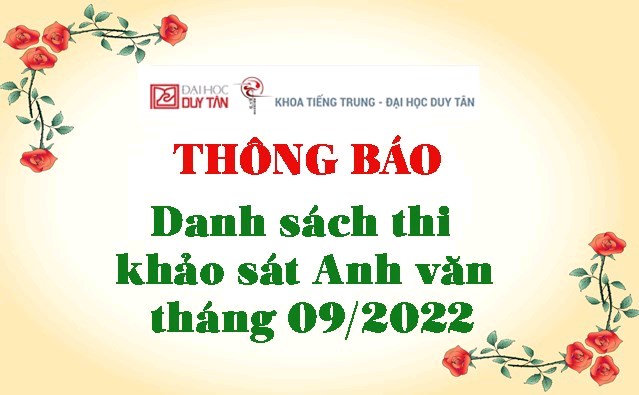 Danh sách thi khảo sát Anh văn  tháng 09.2022