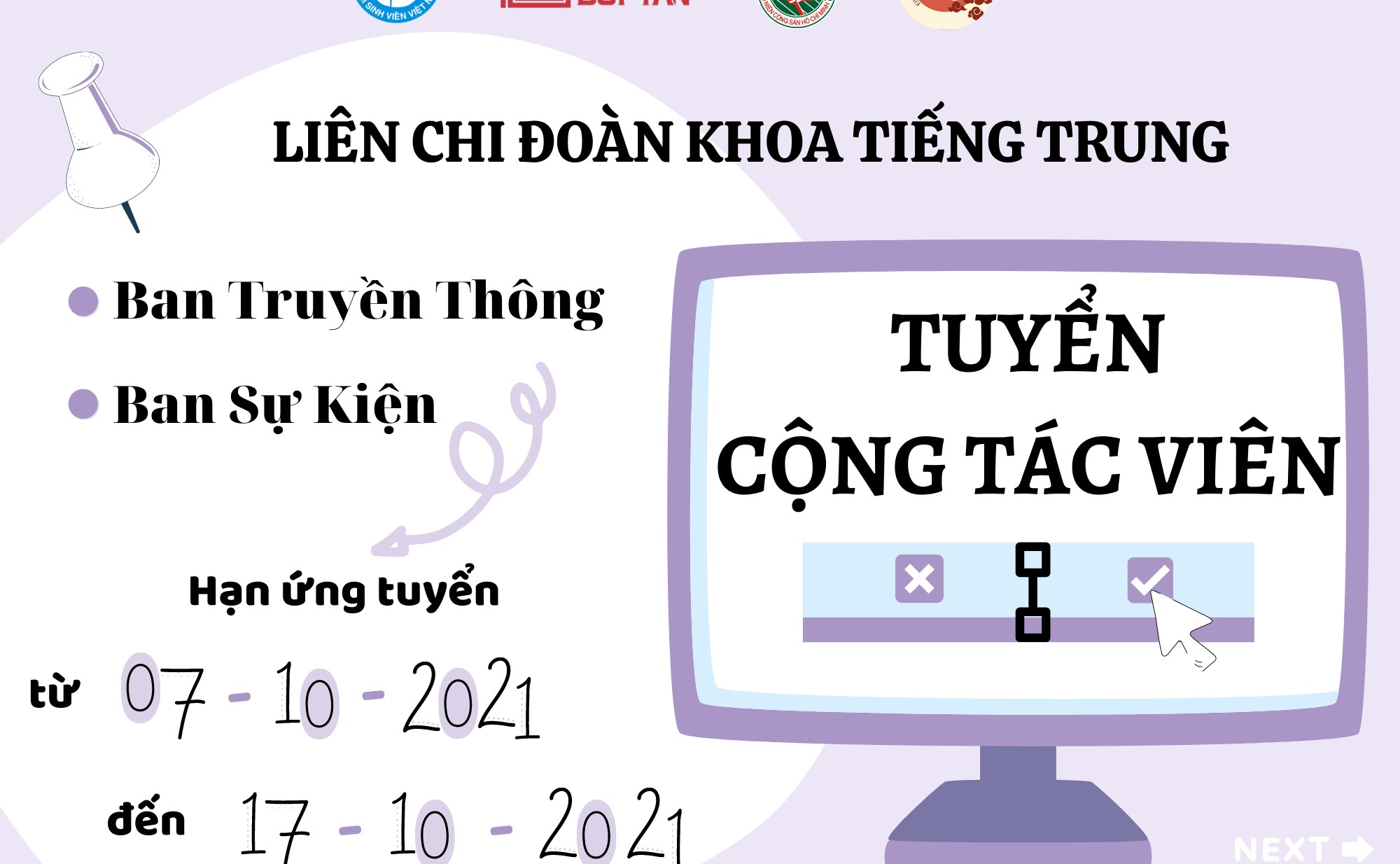 TUYỂN CỘNG TÁC VIÊN KHOA TIẾNG TRUNG