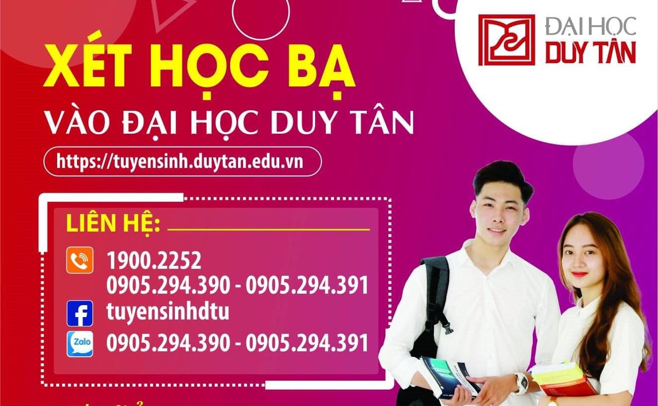 ĐẠI HỌC DUY TÂN xét tuyển bằng kết quả Học bạ THPT cho tất cả các ngành theo 2 phương thức